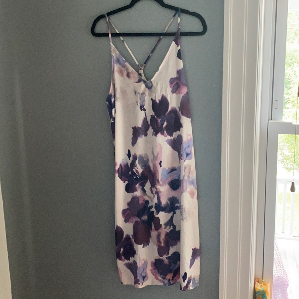 Purple and white slip dress
